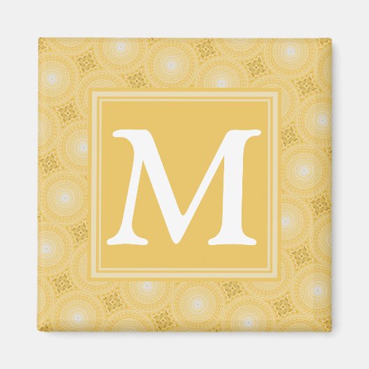 Monogram geel cirkelpatroon magneet (Voorkant)