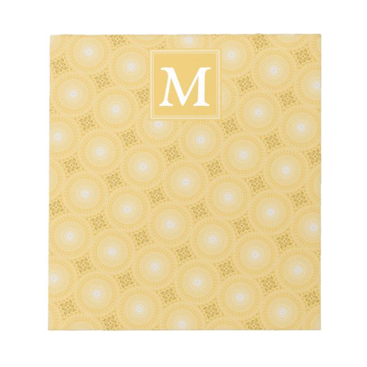 Monogram geel cirkelpatroon notitieblok (Voorkant)