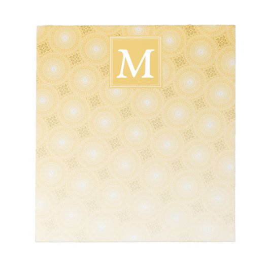 Monogram geel cirkelpatroon notitieblok (Voorkant)