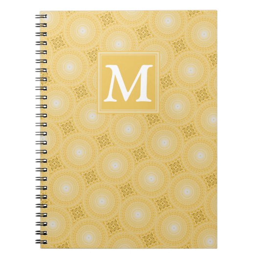 Monogram geel cirkelpatroon notitieboek (Voorkant)
