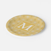 Monogram geel cirkelpatroon papieren bordje (Gekanteld)