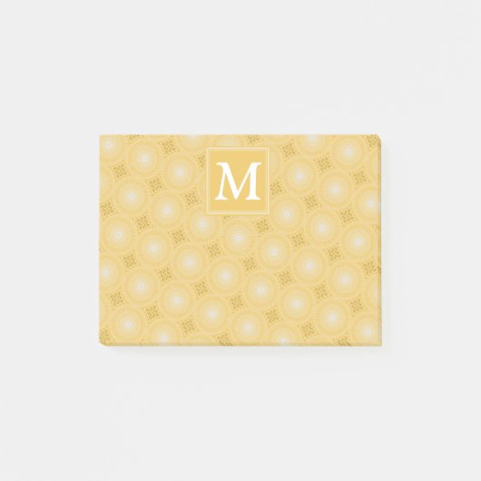 Monogram geel cirkelpatroon post-it® notes (Voorkant)
