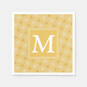 Monogram geel cirkelpatroon servet