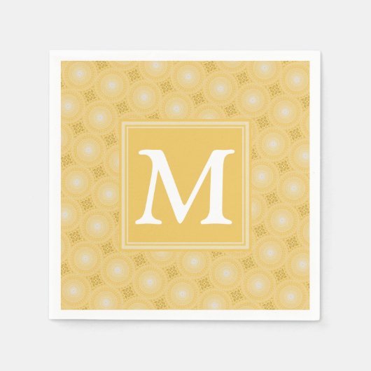 Monogram geel cirkelpatroon servet (Voorkant)
