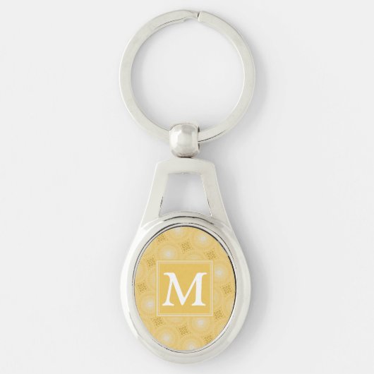 Monogram geel cirkelpatroon sleutelhanger (Voorkant)