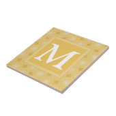 Monogram geel cirkelpatroon tegeltje (Zijkant)