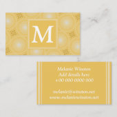 Monogram geel cirkelpatroon visitekaartje (Voorkant / Achterkant)