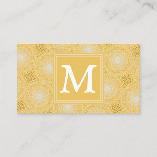 Monogram geel cirkelpatroon visitekaartje (Voorkant)