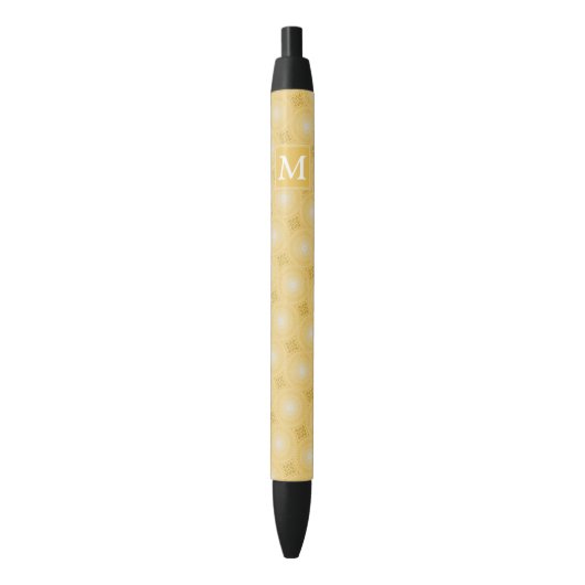 Monogram geel cirkelpatroon zwarte inkt pen (Voorkant Verticaal)