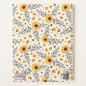 Monogram Geel Daisy Floral Teacher Initiaal Planner (Achterkant)