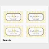 Monogram geel damast lijst uit de stad geschenkzak rechthoekige sticker (Vel)