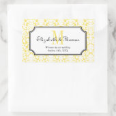 Monogram geel damast lijst uit de stad geschenkzak rechthoekige sticker (Tas)