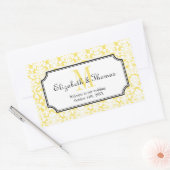 Monogram geel damast lijst uit de stad geschenkzak rechthoekige sticker (Envelop)