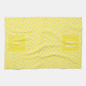 Monogram geel driekleurig diamantpatroon theedoek (Horizontaal)