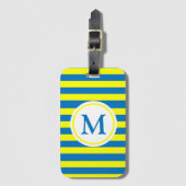 Monogram geel en blauwe strepen bagagelabel (Voorkant (verticaal))