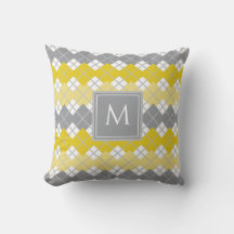 Monogram geel en grijs argyle