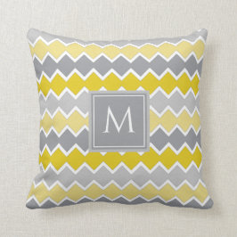 Monogram geel en grijs patroon kussen