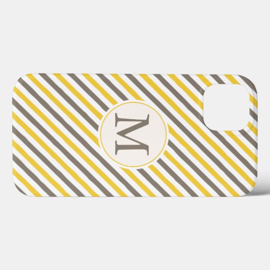 Monogram Geel en grijs Stripe Patroon Case-Mate iPhone Case (Achterkant (horizontaal))
