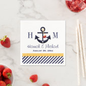 Monogram Geel en Marine Anker Nautische Huwelijk Servetten (Insitu)
