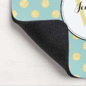 Monogram geel en Mint Polka Dots Pattern Muismat (Hoek)