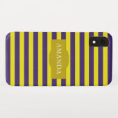 Monogram Geel en Paars Streeppatroon Case-Mate iPhone Case (Achterkant (horizontaal))