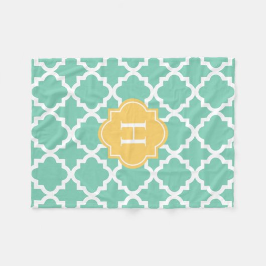 Monogram geel en seafoam | Fleece Blanket (Voorkant (Horizontaal))