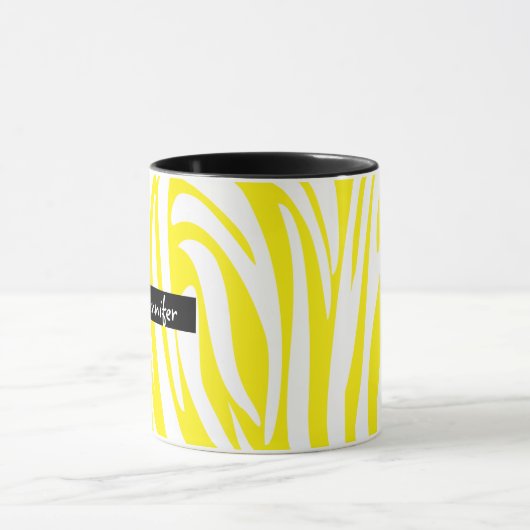 Monogram Geel en Wit Gestreept Zebrapatroon Mok (Midden)