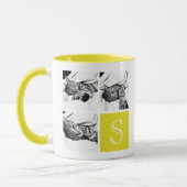 Monogram geel en wit instagram Foto Collage Mok (Links)
