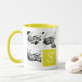 Monogram geel en wit instagram Foto Collage Mok