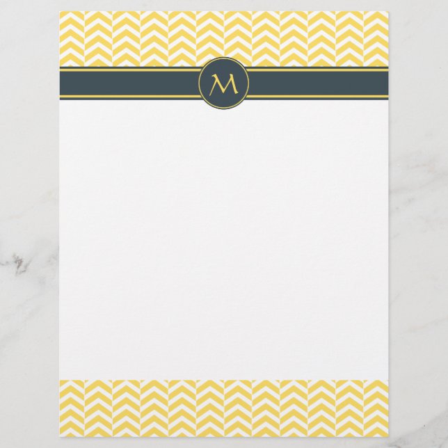 Monogram Geel en Witte Chevron met houtskool (Voorkant)