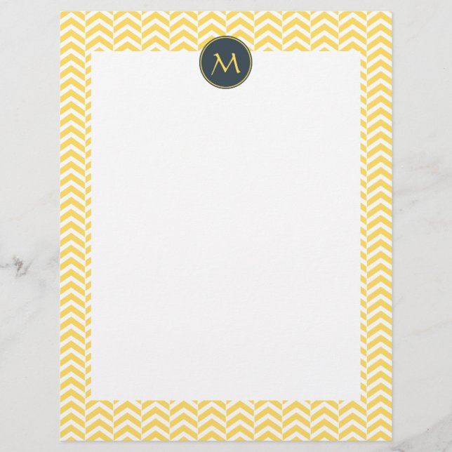 Monogram Geel en Witte Chevron met houtskool (Voorkant)