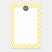 Monogram Geel en Witte Chevron met houtskool Post-it® Notes (Voorkant)