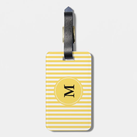 Monogram Geel en Witte Stripes Patroon Bagagelabel (Achterkant verticaal)