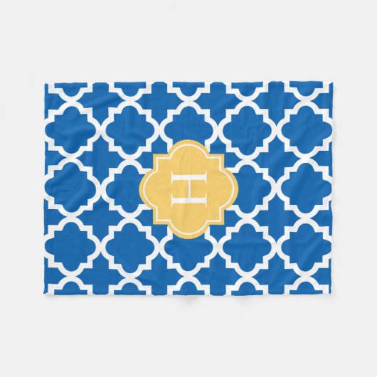 Monogram geel en zeemacht | Fleece Blanket (Voorkant (Horizontaal))