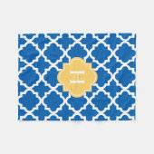 Monogram geel en zeemacht | Fleece Blanket Deken (Voorkant (Horizontaal))