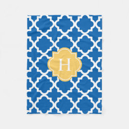 Monogram geel en zeemacht | Fleece Blanket Deken