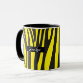 Monogram Geel en Zwart Gestreept Zebrapatroon Mok (Voorkant links)