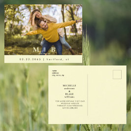 Monogram Geel Fotobruiloft Sla de datum op Briefkaart