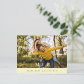 Monogram Geel Fotobruiloft Sla de datum op Briefkaart (Staand voorkant)