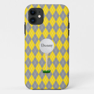 Monogram Geel Geel Geel Witte Argyle iPhone 5 Hoes