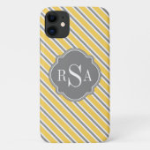 Monogram Geel Geel Witte Stripe Patroon Case-Mate iPhone Case (Achterkant)