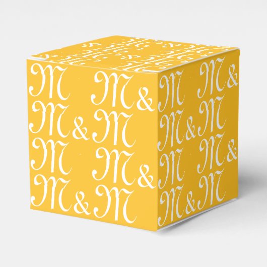 Monogram geel geschenk Initialen van paar aanpasse Bedankdoosjes (Voorkant Zijde)