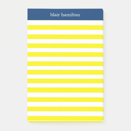 Monogram geel gestreept post-it® notes (Voorkant)