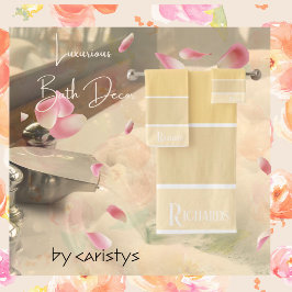 Monogram Geel Gouden Rood met Wit Bad Handdoek