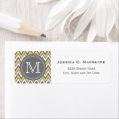 Monogram Geel & Grijs Chevron Etiket (Insitu)