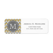 Monogram Geel & Grijs Chevron Etiket (Voorkant)
