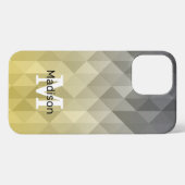 Monogram geel grijs Cool Geometrische patroon iPhone Hoesje (Achterkant horizontaal)