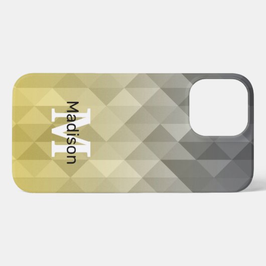 Monogram geel grijs Cool Geometrische patroon iPhone Hoesje (Achterkant horizontaal)