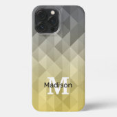 Monogram geel grijs Cool Geometrische patroon iPhone Hoesje (Achterkant)