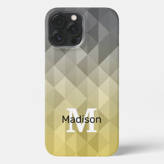 Monogram geel grijs Cool Geometrische patroon iPhone Hoesje (Achterkant)